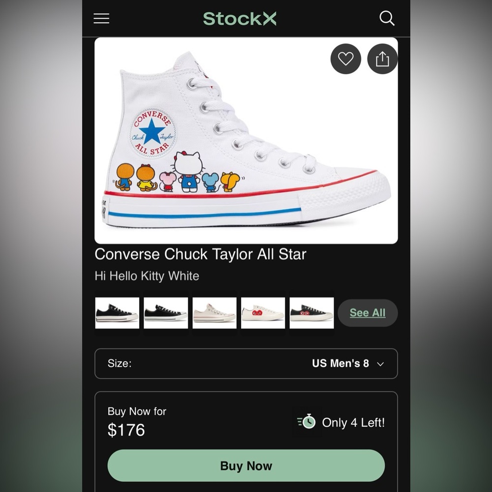 Converse Hello Kitty x Chuck Taylor All Star Canvas High Top Classic White - Picture 8 of 13